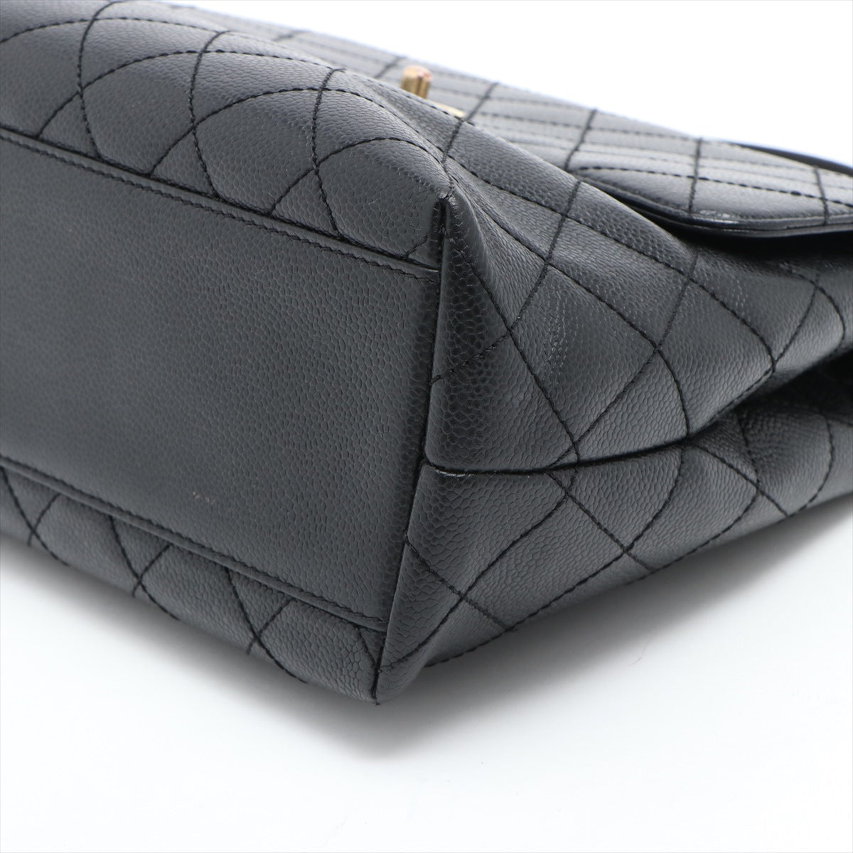 Chanel Mattress Caviar S Handbag Black Silver Gold