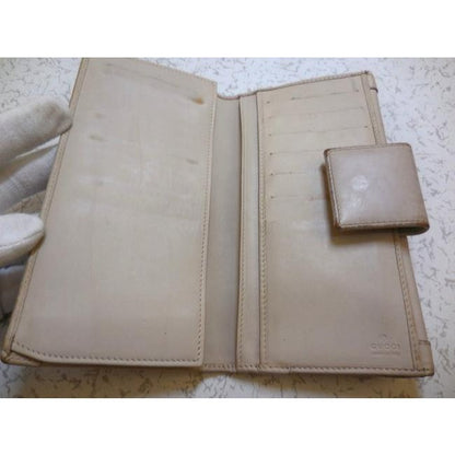 Gucci Pink Leather Brown G Print Guccissima Canvas Wallet