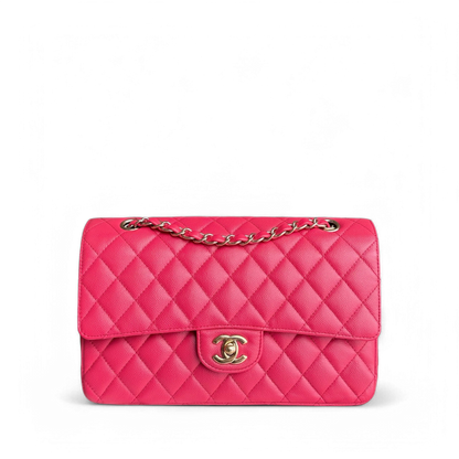 Chanel Classic Flap Medium - Caviar 25CM Quilted Pink Red Gold Hardware Series 23