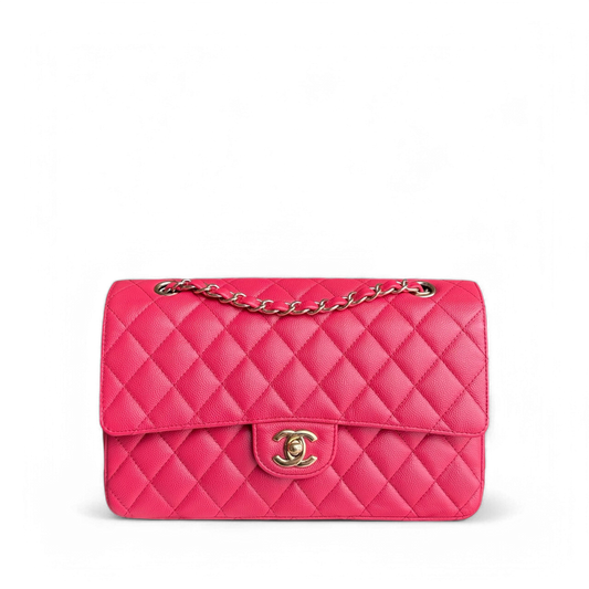 Chanel Classic Flap Medium - Caviar 25CM Quilted Pink Red Gold Hardware Series 23