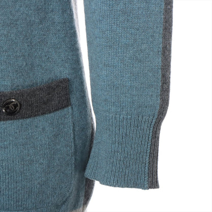 Chanel Coconut Button Casimir Cardigan 34  Blue x Grey P46784