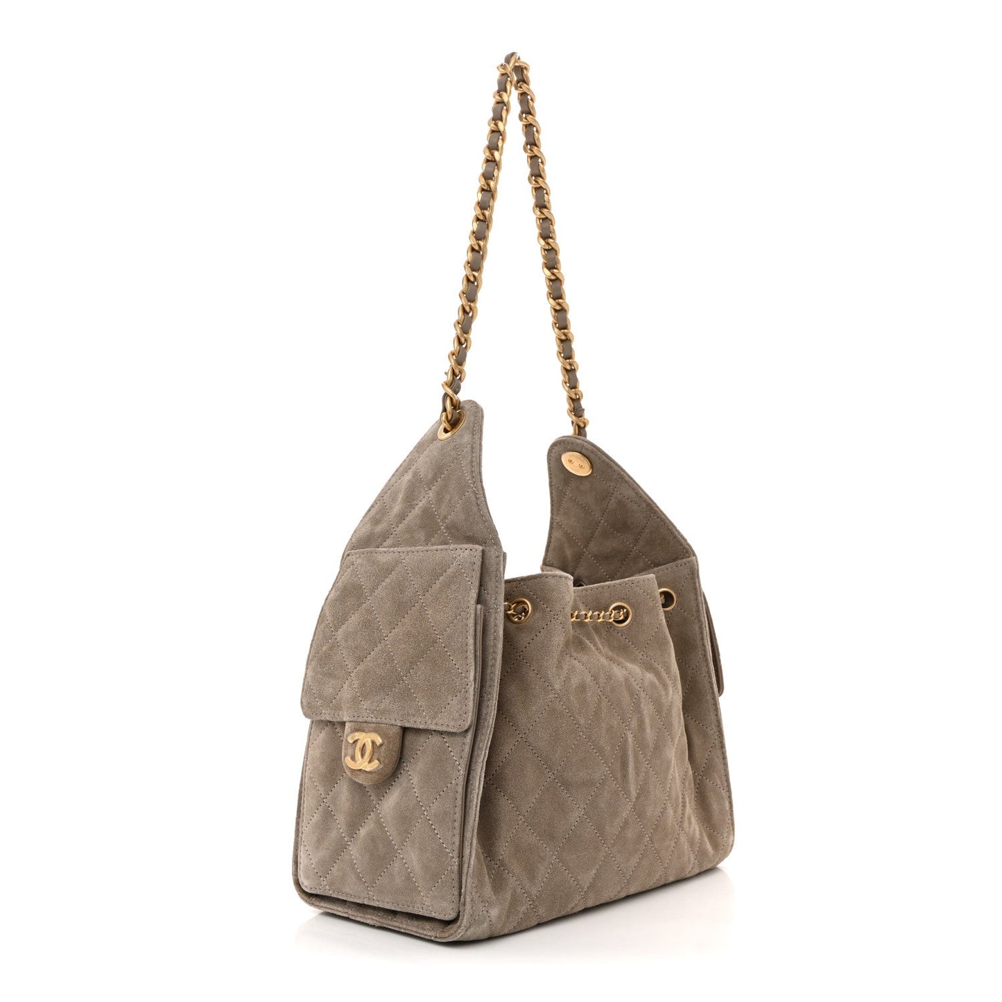 Suede Quilted Small Chanel 25 Handbag Dark Grey