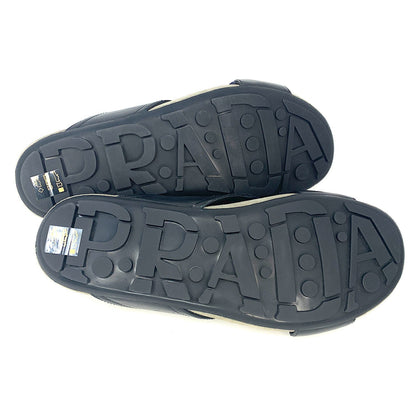 Prada Cross-Strap Logo Men's Sandals-Navy Blue, Size 9.5