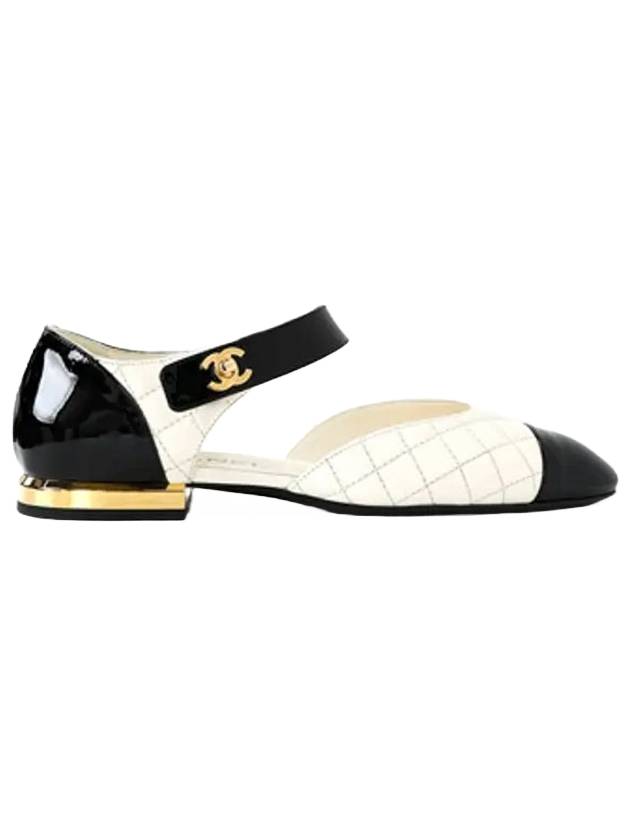 CC Logo Mary Jane Flat Black White Chanel
