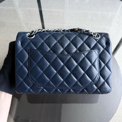 Chanel Classic Flap Small - Caviar 23CM Quilted Midnight Blue Silver Hardware Series 24
