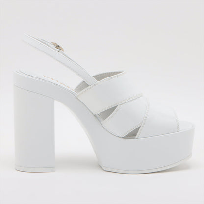 Chanel Coco 23AW Patent Leather Sandal 35C  White G45016 Crample