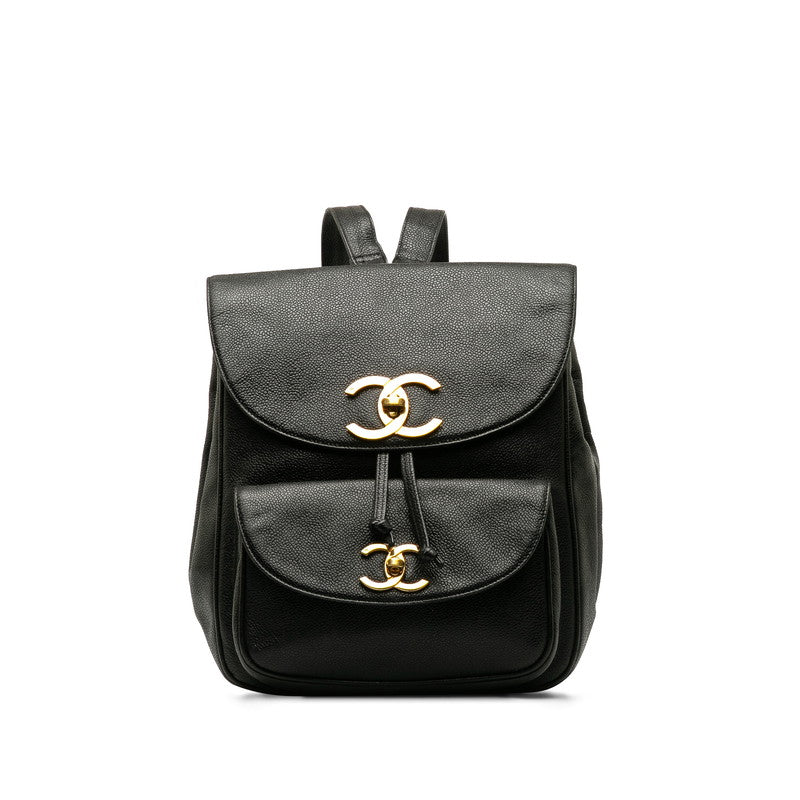 Chanel Vintage Decacoco Cocomark Rucksack Black Caviar   CHANEL
