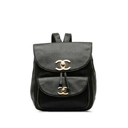 Chanel Vintage Decacoco Cocomark Rucksack Black Caviar   CHANEL