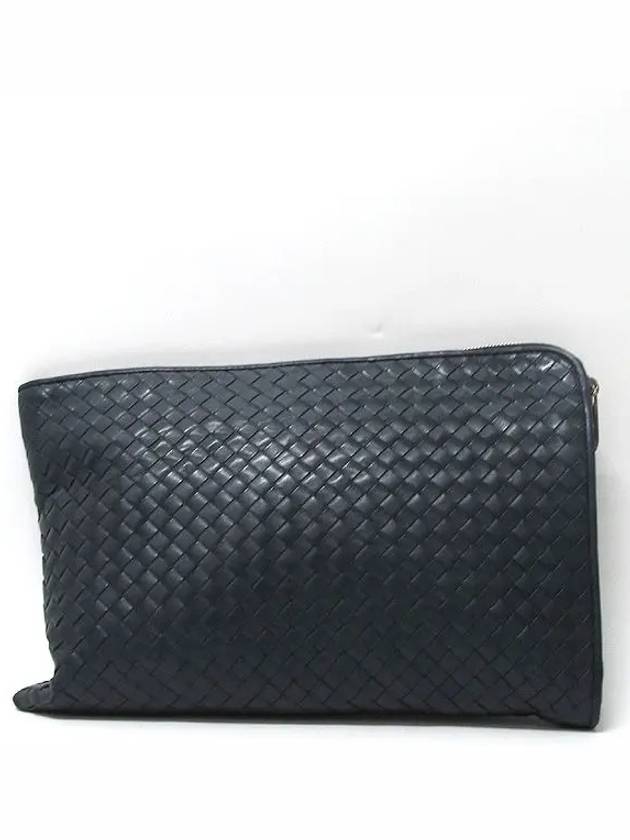 Luxury Bottega Veneta navy clutch bag