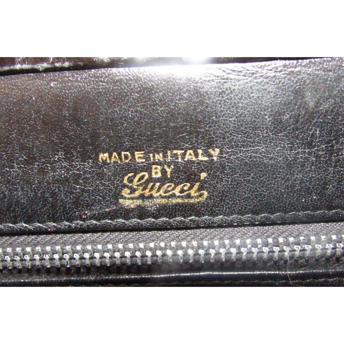 Vintage Mid Century Mod Gucci Top Handle Bag in Navy Crocodile Leather & Gold w a Bakelite Clasp