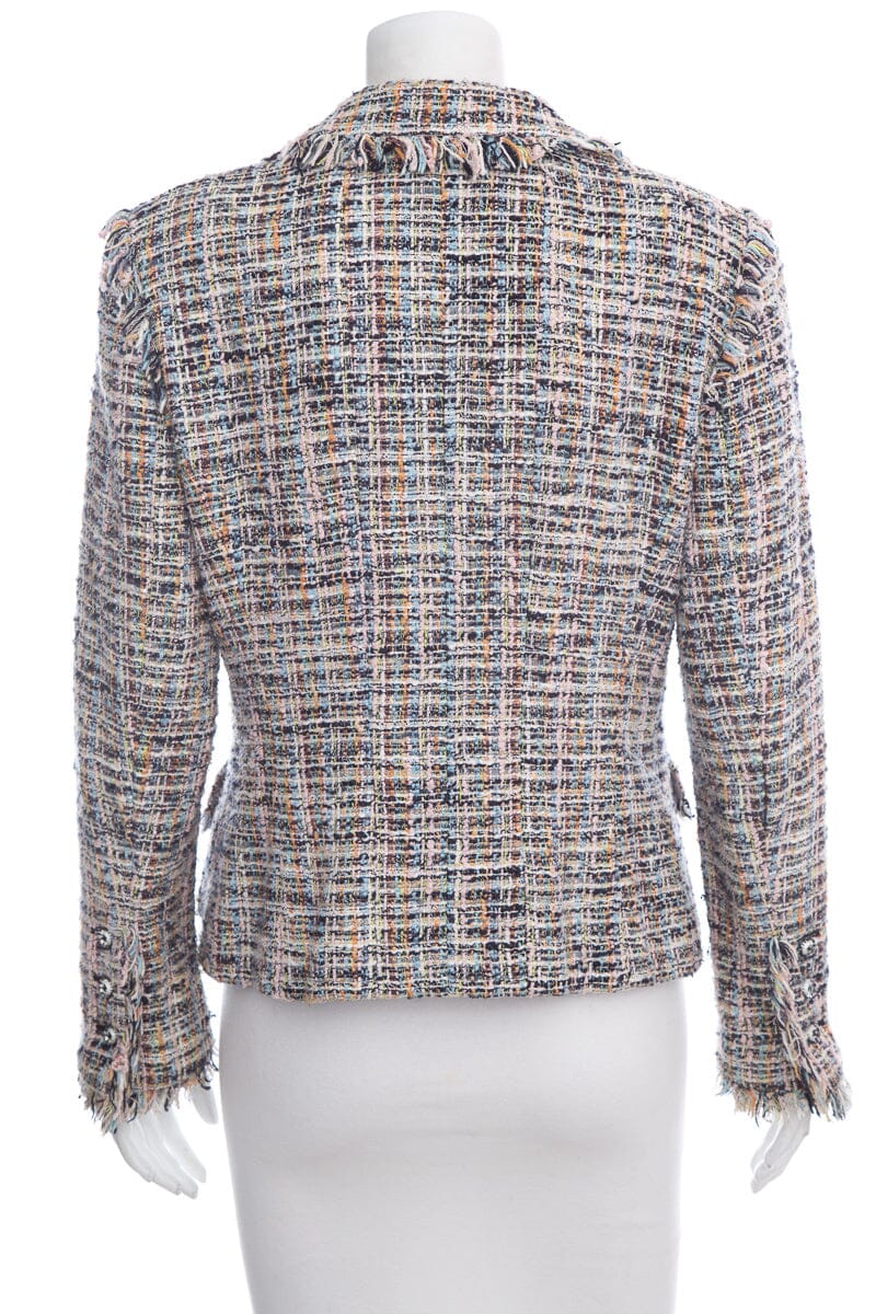 Chanel Multicolor Tweed Fringe Jacket SZ 42