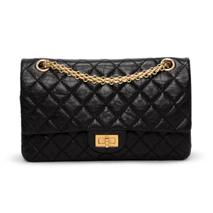 Chanel Black Distressed Calfskin 2.55 Reissue 225 Flap Bag