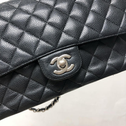 Classic Double Flap Caviar M/L in Black SHW