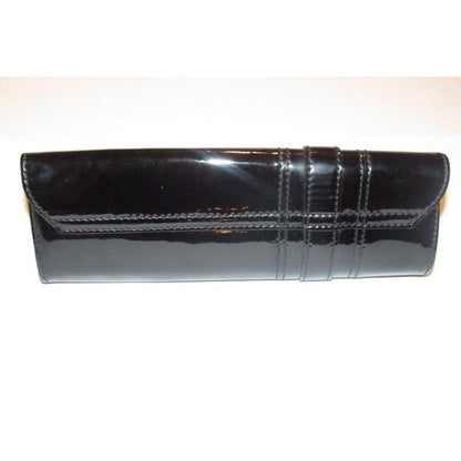 Gucci Black Patent Leather Duchessa Clutch W Gold Bow Accent