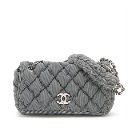 Chanel Bubble Kilt Nylon Chain Shoulder Bag Gr Silver  13th