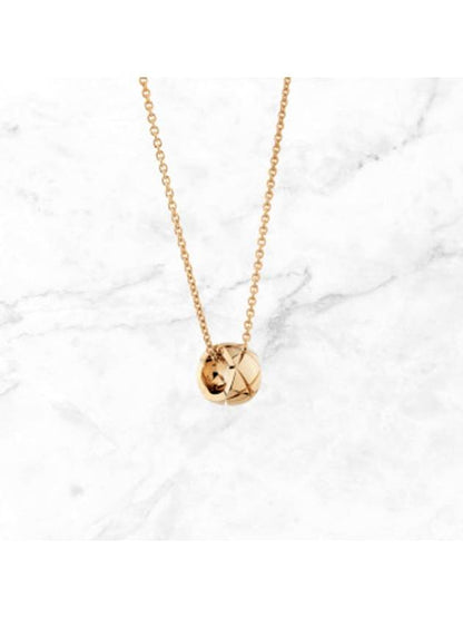 Coco Crush Quilted Motif Necklace Gold Chanel