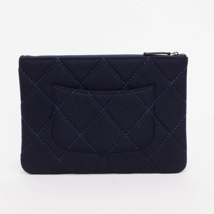 Chanel Navy Embroidered Felt Medium O-Case