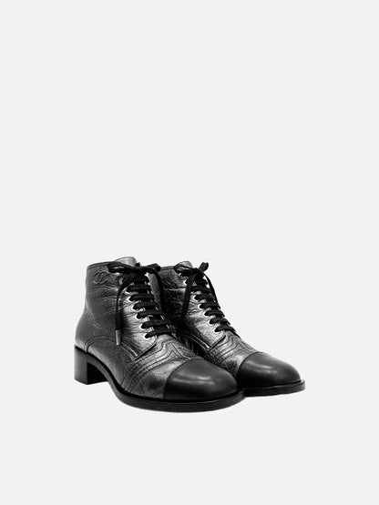 CHANEL Metallic Silver Size EU 37.5 Ankle Boots