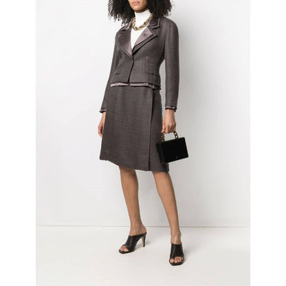 Chanel Chanel Grey Mohair Skirt Suit