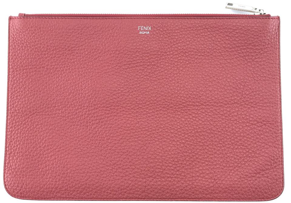 Fendi Portfolio Rare Monster Face Case Fit Ipad Red Leather Clutch