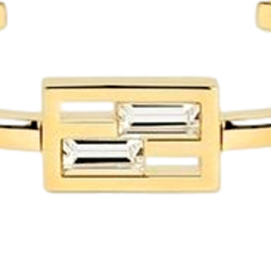 Fendi Baguette Crystal and Gold Small Cuff Bracelet