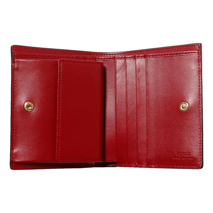 Fendi Calf Leather F Logo Barola Red Leather Small Wallet 8M0387