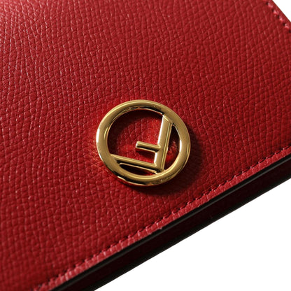 Fendi Calf Leather F Logo Barola Red Leather Small Wallet 8M0387