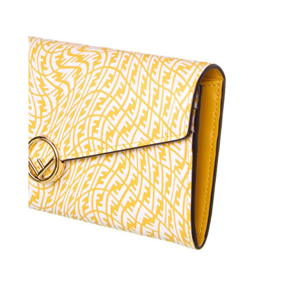 Fendi F is Fendi Yellow Leather Vertigo Print Long Wallet 8M0251