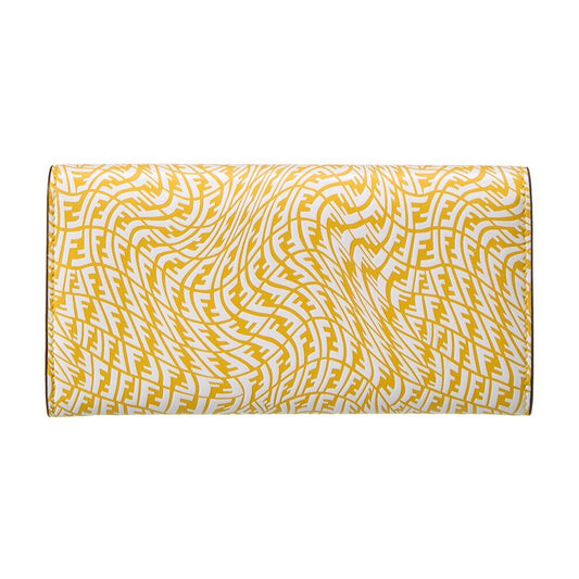 Fendi F is Fendi Yellow Leather Vertigo Print Long Wallet 8M0251