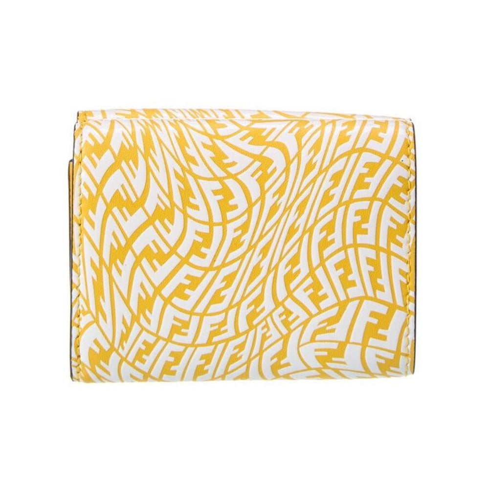 Fendi F is Fendi Yellow Leather Vertigo Print Small Trifold Wallet 8M0395