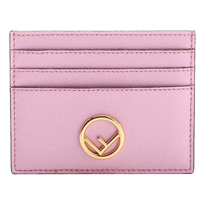 Fendi F Logo Lavanda Pink Leather Card Case Wallet 8M0445