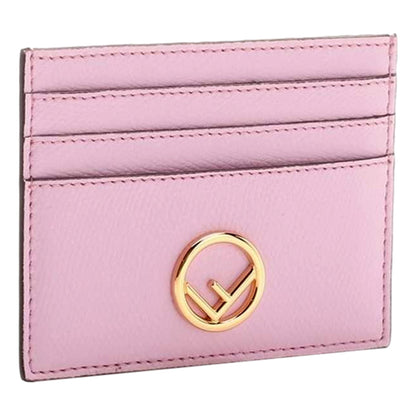 Fendi F Logo Lavanda Pink Leather Card Case Wallet 8M0445