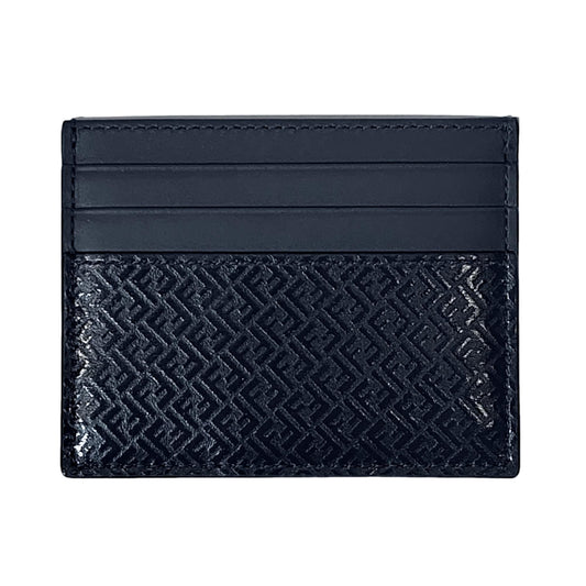 Fendi FF Logo Embossed Dark Navy Leather Card Case