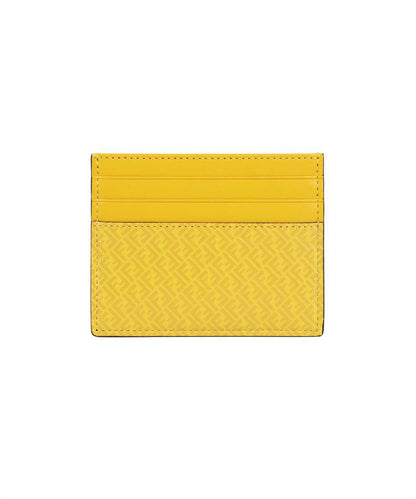 Fendi FF Logo Print Sunflower Yellow Leather Card Case 7M0164