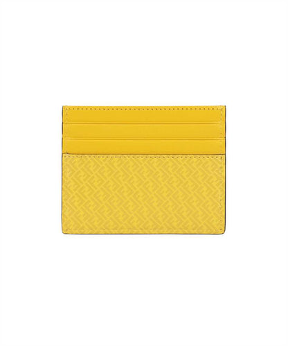 Fendi FF Logo Print Sunflower Yellow Leather Card Case 7M0164