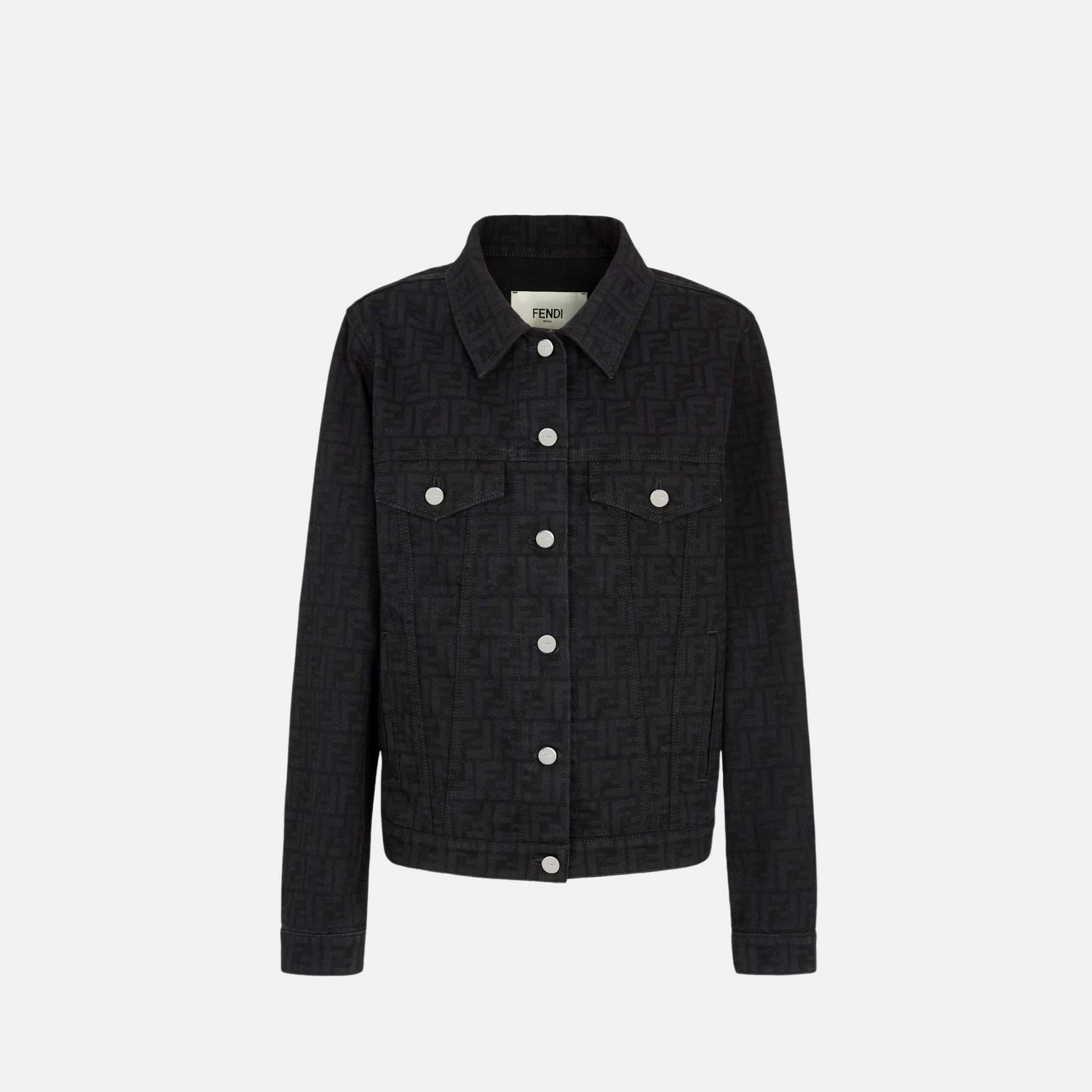 Fendi Jacket In Black FF Denim, Front