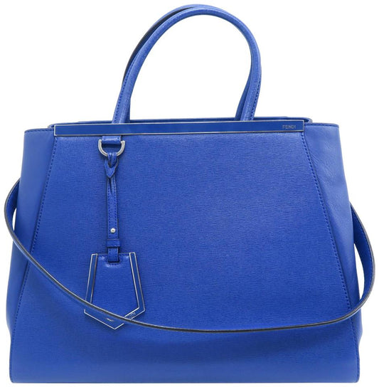 Fendi Medium 2jours Blue Calfskin Leather Satchel