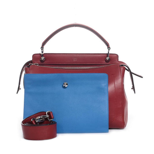 Fendi Medium Dotcom Dark Red Calfskin Leather Satchel