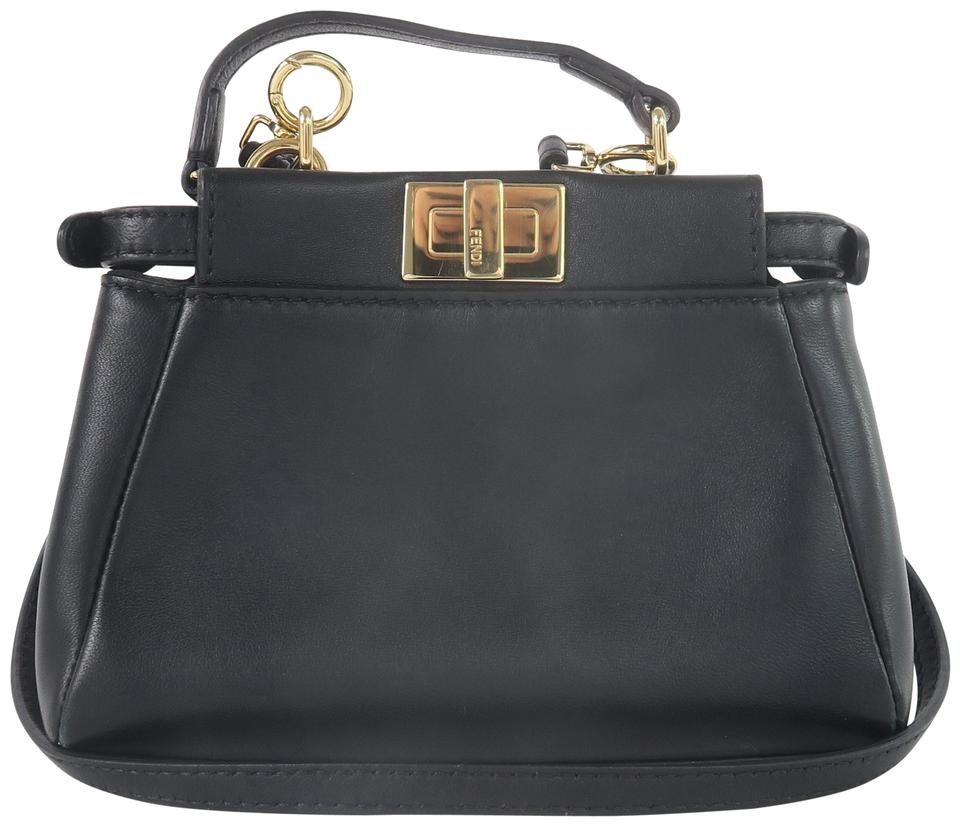 Fendi Micro Peekaboo Black Lambskin Leather Satchel