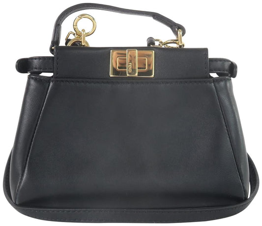 Fendi Micro Peekaboo Black Lambskin Leather Satchel