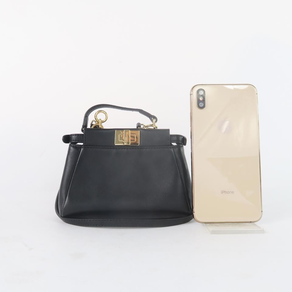 Fendi Micro Peekaboo Black Lambskin Leather Satchel