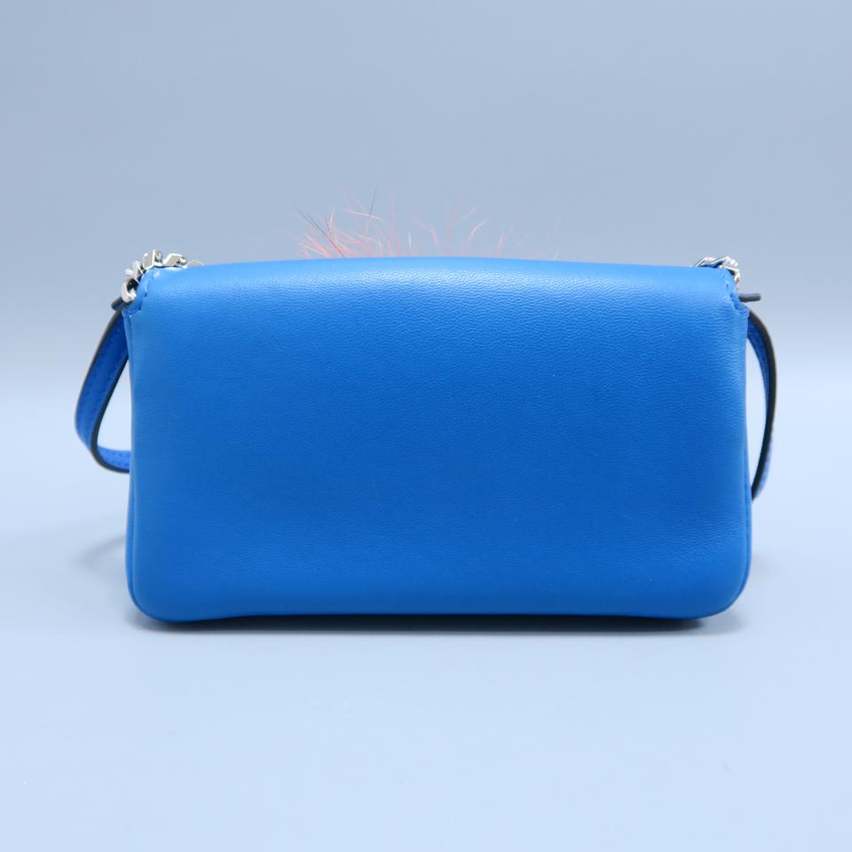 Fendi Monster Cross Body Blue Calfskin Leather Hobo Bag