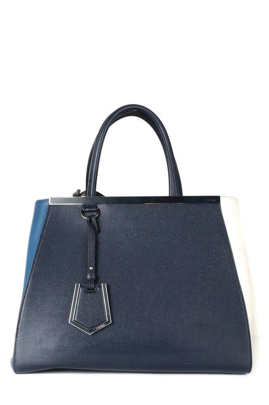 Fendi Navy Tricolor 2jourtote Blue Leather Shoulder Bag