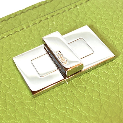 Fendi Peekaboo Kiwi Green Grained Leather Card Case Wallet