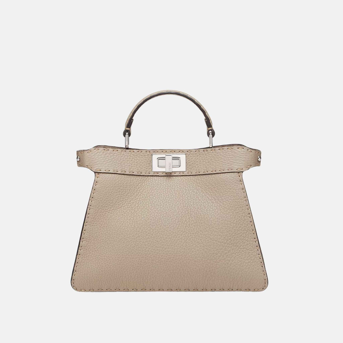 Fendi Peekaboo ISeeU Small Selleria Bag With 1254 Hand-Sewn Stitches, Dove Grey, Front
