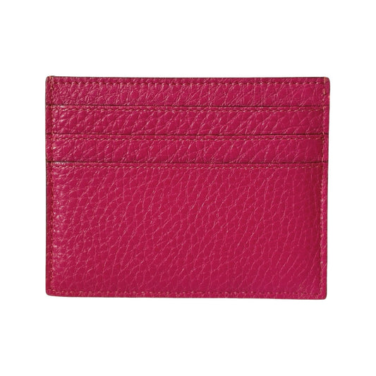 Fendi Peekaboo Magenta Grained Leather Card Case Wallet