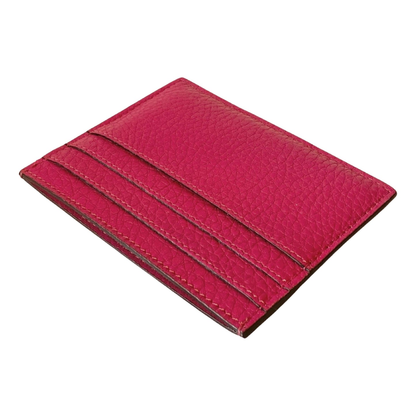 Fendi Peekaboo Magenta Grained Leather Card Case Wallet