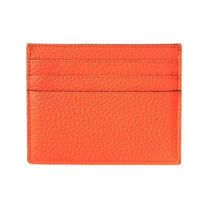 Fendi Peekaboo Orange Grained Leather Card Case Wallet