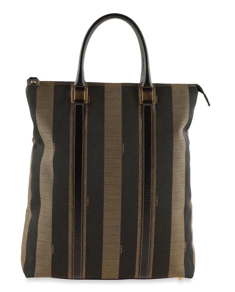 Fendi Pequin Satchel Brow Canvas Tote