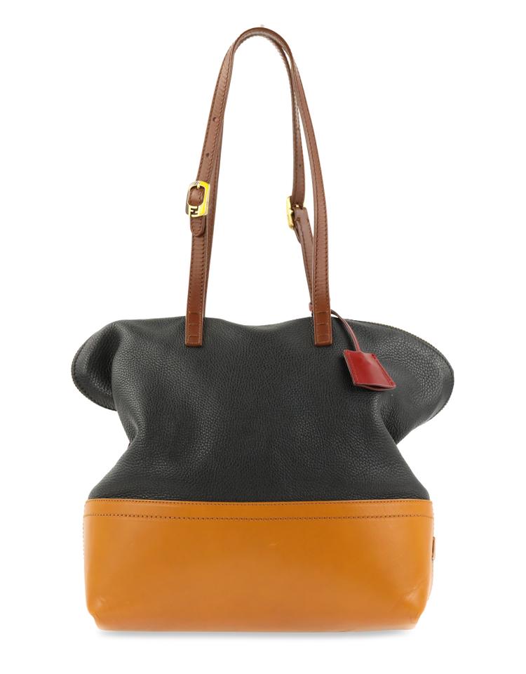 Fendi Pequin Tricolor Multicolor Leather Tote